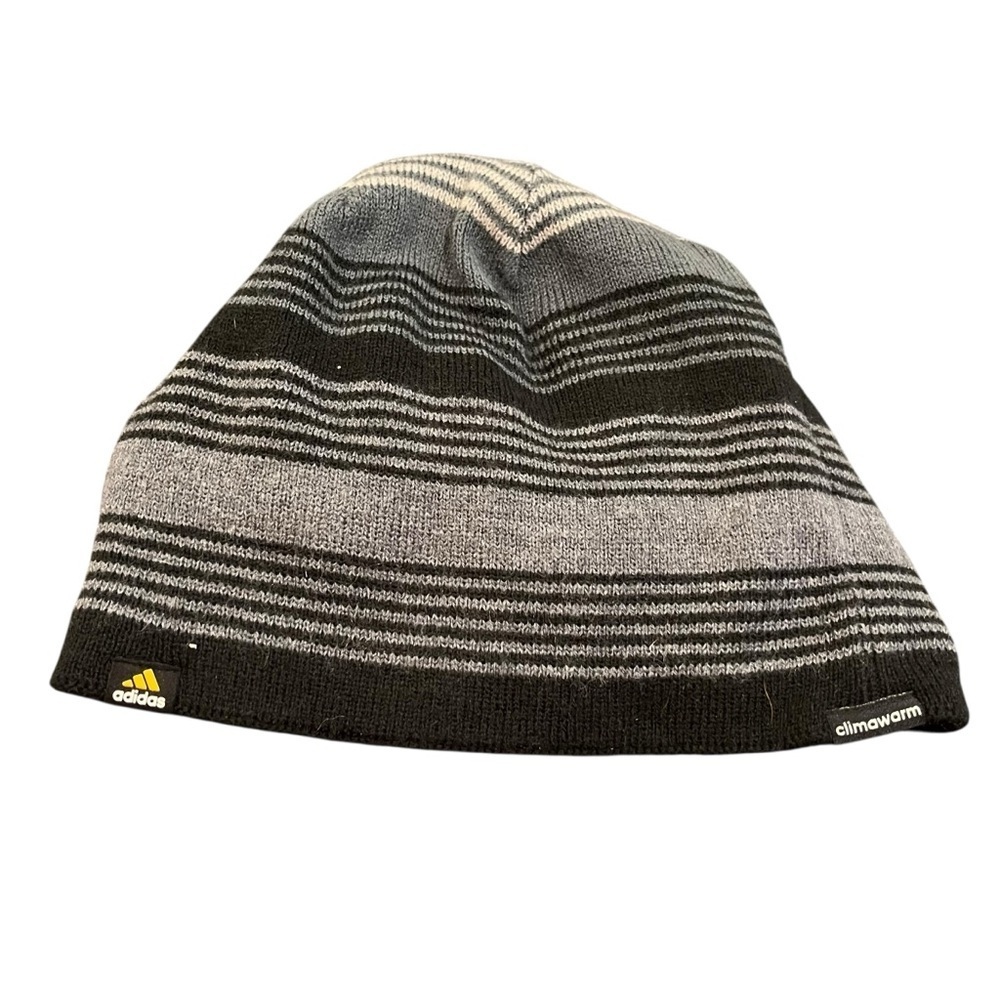 Adidas gray black beanie cap hat fleece climawarm